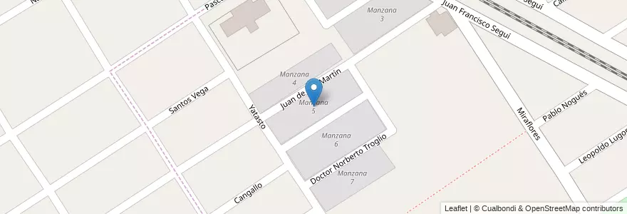 Mapa de ubicacion de Manzana 5 en Argentinië, Buenos Aires, Partido De Malvinas Argentinas, Grand Bourg.