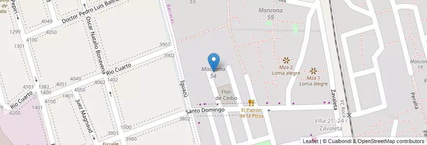 Mapa de ubicacion de Manzana 54, Barracas en Argentinien, Ciudad Autónoma De Buenos Aires, Comuna 4, Buenos Aires.
