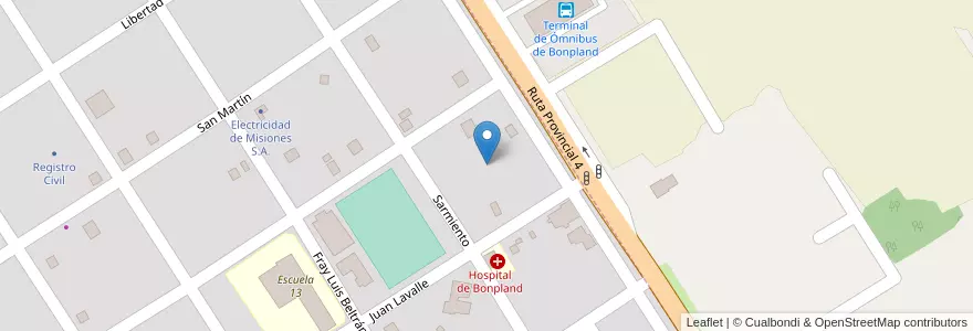 Mapa de ubicacion de Manzana 56 en アルゼンチン, ミシオネス州, Departamento Candelaria, Municipio De Bonpland, Bonpland.