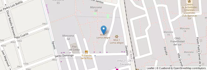 Mapa de ubicacion de Manzana 58, Barracas en 阿根廷, Ciudad Autónoma De Buenos Aires, Comuna 4, 布宜诺斯艾利斯.