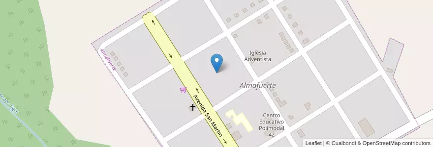 Mapa de ubicacion de Manzana 6 en Arjantin, Misiones, Departamento Leandro N. Alem, Municipio De Almafuerte, Almafuerte.