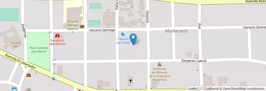 Mapa de ubicacion de Manzana 7 en Argentinië, Misiones, Departamento Montecarlo, Municipio De Montecarlo, Montecarlo.