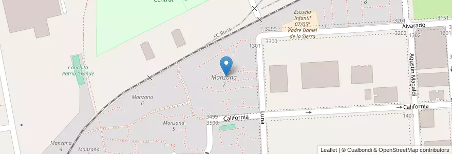 Mapa de ubicacion de Manzana 7, Barracas en アルゼンチン, Ciudad Autónoma De Buenos Aires, Comuna 4, ブエノスアイレス.