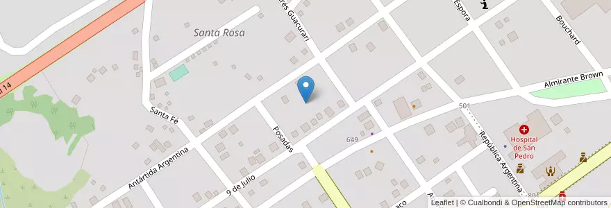 Mapa de ubicacion de Manzana 70 en 阿根廷, Misiones, Departamento San Pedro, Municipio De San Pedro, San Pedro.