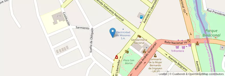 Mapa de ubicacion de Manzana 70 en アルゼンチン, ミシオネス州, Departamento General Manuel Belgrano, Municipio De Bernardo De Irigoyen.