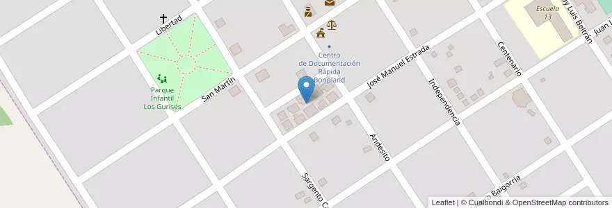 Mapa de ubicacion de Manzana 73 en アルゼンチン, ミシオネス州, Departamento Candelaria, Municipio De Bonpland, Bonpland.