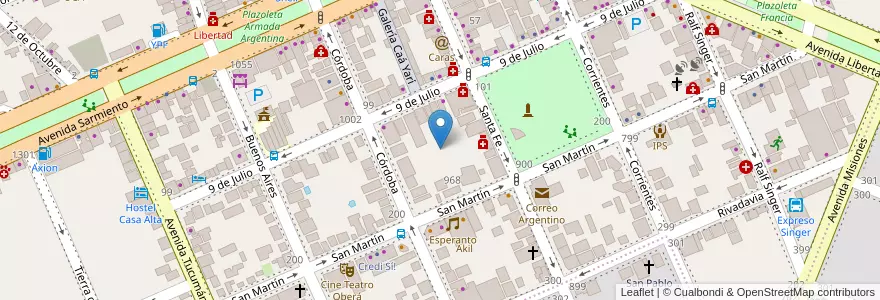 Mapa de ubicacion de Manzana 8 en الأرجنتين, Misiones, Departamento Oberá.