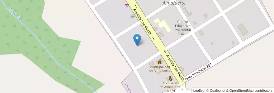 Mapa de ubicacion de Manzana 9 en Arjantin, Misiones, Departamento Leandro N. Alem, Municipio De Almafuerte, Almafuerte.