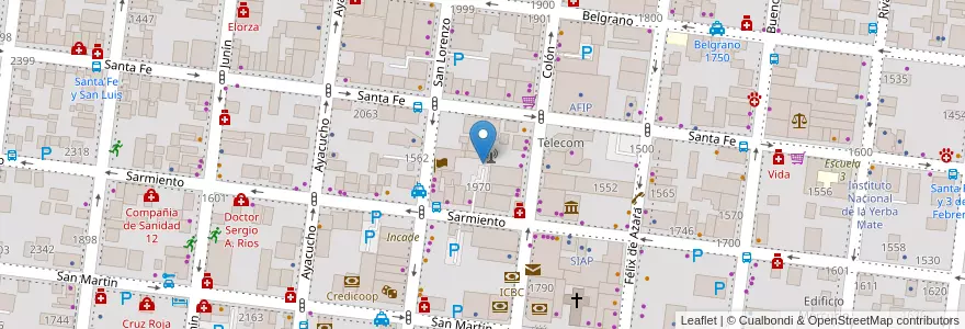 Mapa de ubicacion de Manzana 92 en アルゼンチン, ミシオネス州, Departamento Capital, Municipio De Posadas, Posadas.