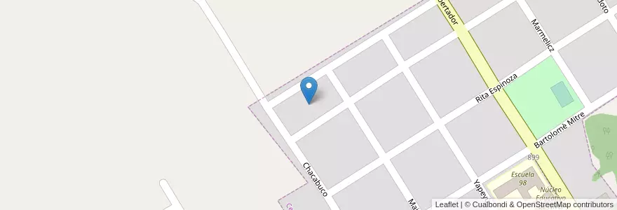 Mapa de ubicacion de Manzana 98 en アルゼンチン, ミシオネス州, Departamento Leandro N. Alem, Municipio De Cerro Azul.