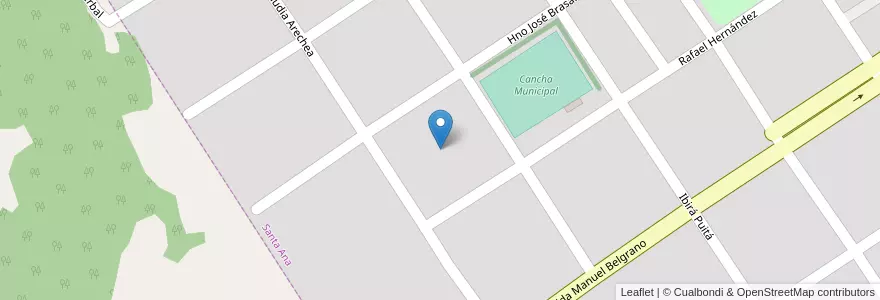 Mapa de ubicacion de Manzana 98 en アルゼンチン, ミシオネス州, Departamento Candelaria, Municipio De Santa Ana, Santa Ana.