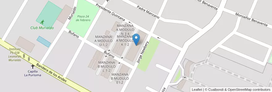 Mapa de ubicacion de MANZANA A MODULO A 1-2 en الأرجنتين, تشيلي, Mendoza, Departamento Guaymallén, Distrito Villa Nueva.