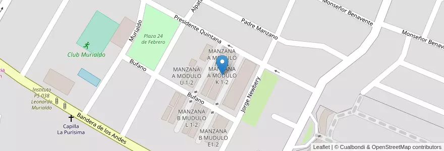 Mapa de ubicacion de MANZANA A MODULO K 1-2 en آرژانتین, شیلی, Mendoza, Departamento Guaymallén, Distrito Villa Nueva.