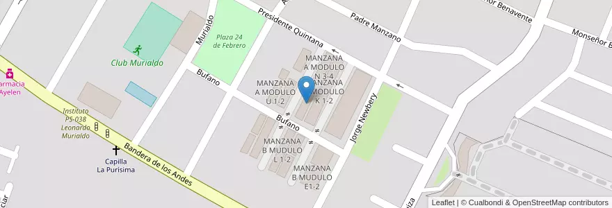 Mapa de ubicacion de MANZANA A MODULO N 1-2 en 아르헨티나, 칠레, Mendoza, Departamento Guaymallén, Distrito Villa Nueva.