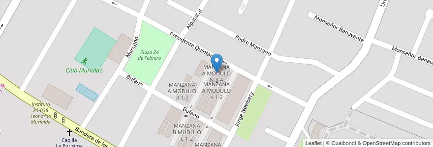 Mapa de ubicacion de MANZANA A MODULO N 3-4 en Argentine, Chili, Mendoza, Departamento Guaymallén, Distrito Villa Nueva.