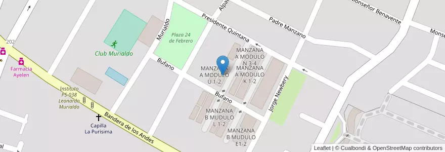 Mapa de ubicacion de MANZANA A MODULO Q 1-2 en アルゼンチン, チリ, メンドーサ州, Departamento Guaymallén, Distrito Villa Nueva.