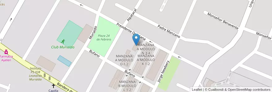Mapa de ubicacion de MANZANA A MODULO Q 3-4 en Argentina, Cile, Mendoza, Departamento Guaymallén, Distrito Villa Nueva.