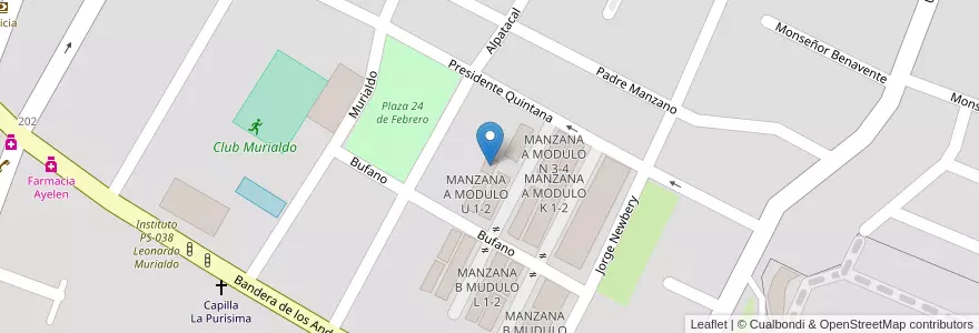 Mapa de ubicacion de MANZANA A MODULO V 1-2 en 아르헨티나, 칠레, Mendoza, Departamento Guaymallén, Distrito Villa Nueva.