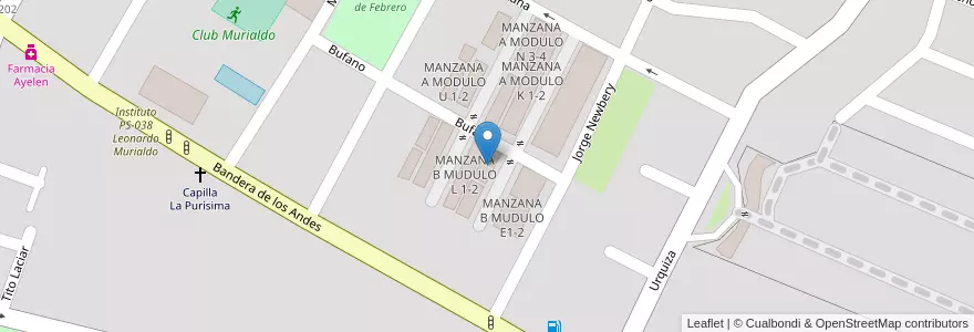 Mapa de ubicacion de MANZANA B MUDULO G 1-2 en Argentina, Chile, Mendoza, Departamento Guaymallén, Distrito Villa Nueva.