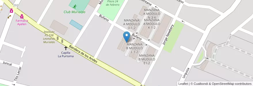 Mapa de ubicacion de MANZANA B MUDULO N 1-2 en Argentina, Chile, Mendoza, Departamento Guaymallén, Distrito Villa Nueva.