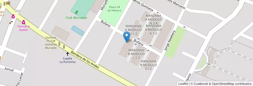 Mapa de ubicacion de MANZANA B MUDULO P 1-2 en Argentine, Chili, Mendoza, Departamento Guaymallén, Distrito Villa Nueva.