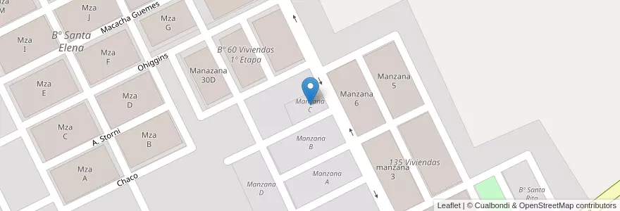 Mapa de ubicacion de Manzana C en 아르헨티나, Salta, General Güemes, Municipio De Campo Santo.