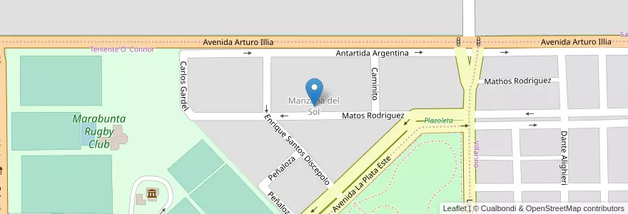Mapa de ubicacion de Manzana del Sol en アルゼンチン, チリ, リオネグロ州, Cipolletti, Departamento General Roca.