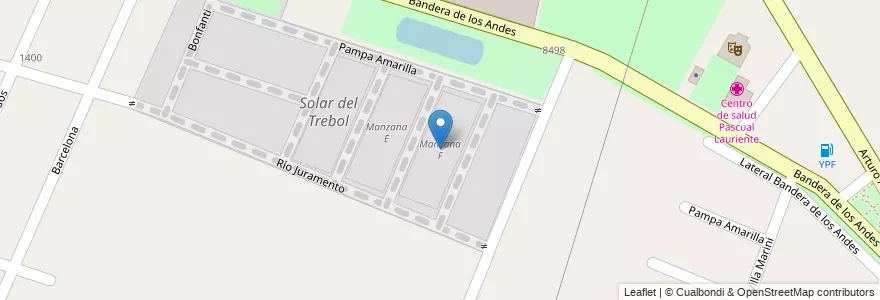 Mapa de ubicacion de Manzana F en 아르헨티나, 칠레, Mendoza, Departamento Guaymallén, Distrito Rodeo De La Cruz.