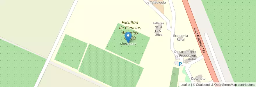 Mapa de ubicacion de Manzanos en アルゼンチン, チリ, リオネグロ州, Municipio De Cinco Saltos, Departamento General Roca.