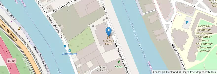 Mapa de ubicacion de Mao Mao Beach en Espagne, Pays Basque Autonome, Biscaye, Grand-Bilbao, Bilbao.