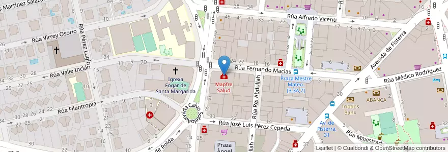 Mapa de ubicacion de Mapfre Salud en إسبانيا, غاليسيا, لا كورونيا, A Coruña, لا كورونيا.