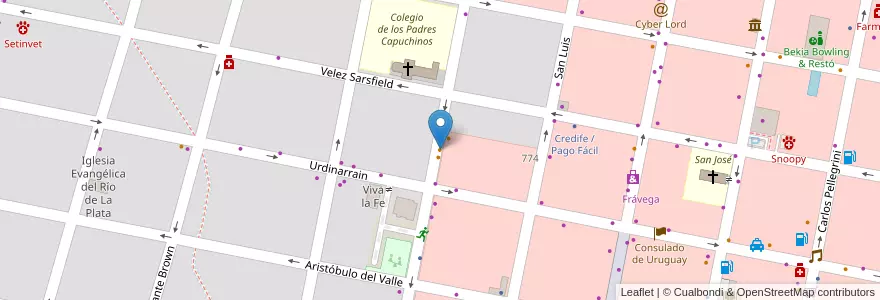 Mapa de ubicacion de Máquina de Jugar en アルゼンチン, エントレ・リオス州, Departamento Concordia, Distrito Suburbios, Concordia, Concordia.