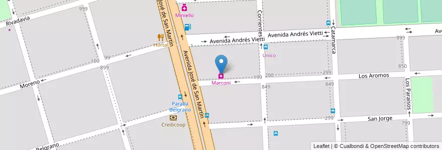 Mapa de ubicacion de Marconi en 아르헨티나, Santa Fe, Departamento Rosario, Municipio De Granadero Baigorria, Granadero Baigorria.