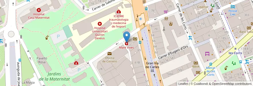Mapa de ubicacion de Maré Vives en İspanya, Catalunya, Barcelona, Barcelonès, Barcelona.