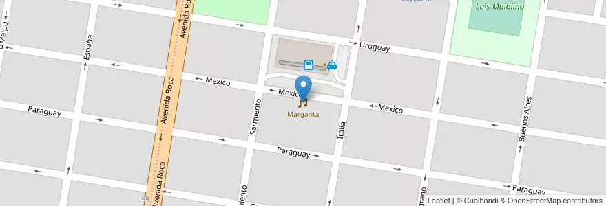 Mapa de ubicacion de Margarita en الأرجنتين, ريو نيغرو, General Roca, Departamento General Roca.