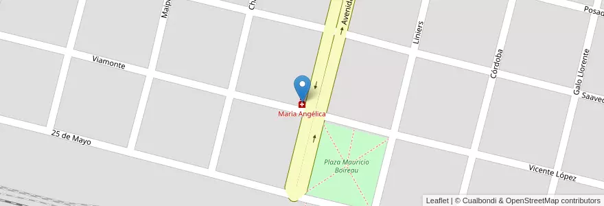 Mapa de ubicacion de María Angélica en Аргентина, Кордова, Departamento Presidente Roque Sáenz Peña, Pedanía La Amarga, Municipio De Laboulaye, Laboulaye.