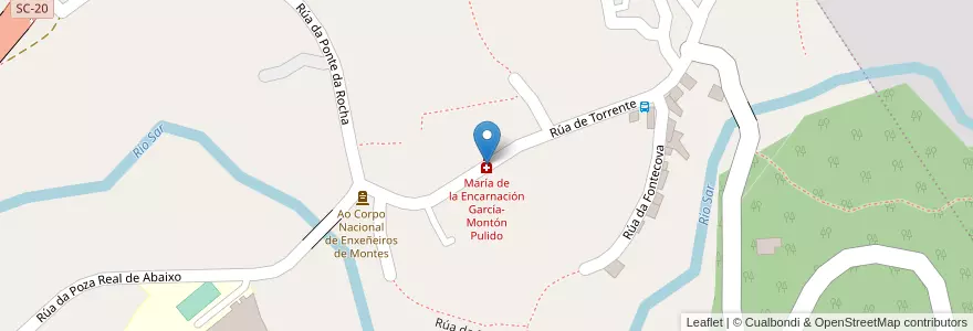 Mapa de ubicacion de María de la Encarnación García-Montón Pulido en Испания, Галисия, А-Корунья, Santiago, Santiago De Compostela.