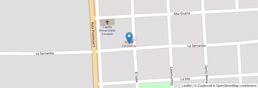 Mapa de ubicacion de María Fernanda en Argentine, Córdoba, Departamento Santa María, Pedanía Alta Gracia, Anisacate.