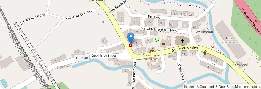 Mapa de ubicacion de Maria Inmaculada Odriozola Gomez De Segura en Spanien, Autonome Gemeinschaft Baskenland, Gipuzkoa, Goierri, Ormaiztegi.
