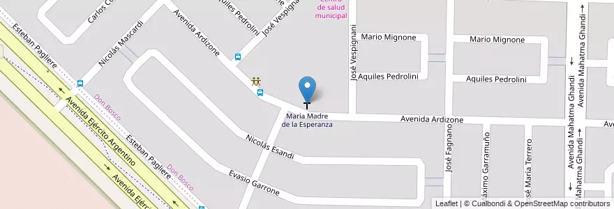 Mapa de ubicacion de María Madre de la Esperanza en アルゼンチン, コルドバ州, Departamento Capital, Pedanía Capital, Córdoba, Municipio De Córdoba.