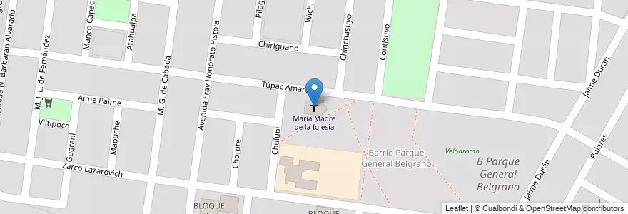 Mapa de ubicacion de María Madre de la Iglesia en 아르헨티나, Salta, Capital, Municipio De Salta, Salta.