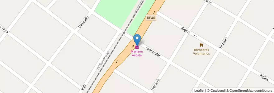 Mapa de ubicacion de Mariano Acosta en Arjantin, Buenos Aires, Partido De Merlo, Mariano Acosta.