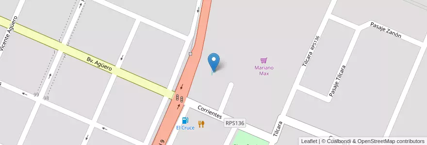 Mapa de ubicacion de Mariano Max en Argentine, Córdoba, Departamento Colón, Pedanía Cañas.
