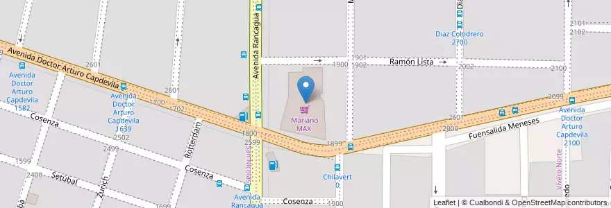 Mapa de ubicacion de Mariano MAX. en アルゼンチン, コルドバ州, Departamento Capital, Pedanía Capital, Córdoba, Municipio De Córdoba.