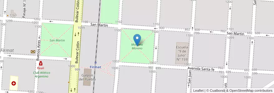 Mapa de ubicacion de Mariano Moreno en Arjantin, Santa Fe, Departamento General López, Municipio De Firmat, Firmat.