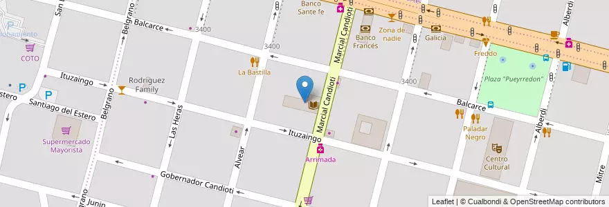 Mapa de ubicacion de Mariano Moreno en Argentinië, Santa Fe, Departamento La Capital, Santa Fe Capital, Santa Fe.