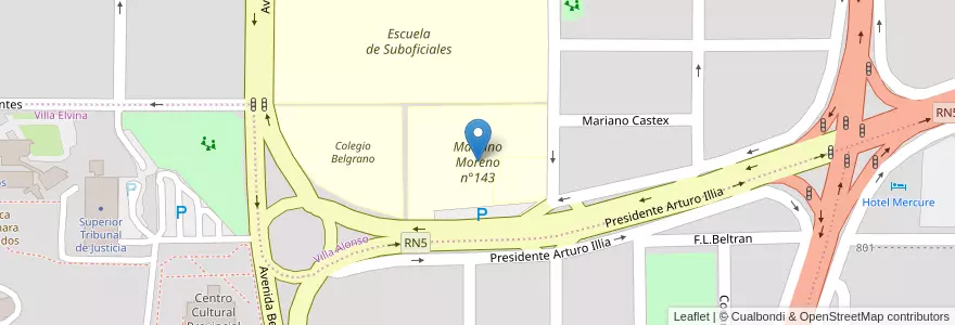 Mapa de ubicacion de Mariano Moreno n°143 en آرژانتین, La Pampa, Municipio De Santa Rosa, Departamento Capital, Santa Rosa.