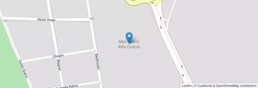 Mapa de ubicacion de Mariápolis Alta Gracia en 阿根廷, Córdoba, Departamento Santa María, Pedanía Alta Gracia, Municipio De Alta Gracia, Alta Gracia.