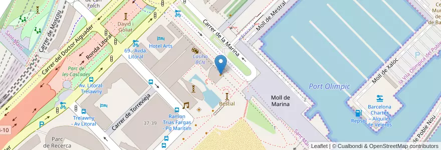 Mapa de ubicacion de Marina Bay By Moncho's en 西班牙, Catalunya, Barcelona, Barcelonès, Barcelona.
