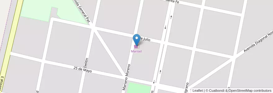 Mapa de ubicacion de Marisel en アルゼンチン, コルドバ州, Departamento Unión, Pedanía Litín, Municipio De Cintra, Cintra.